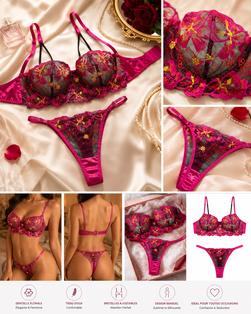 Ensemble Lingerie  – Soutien-Gorge & Culotte Fleurie