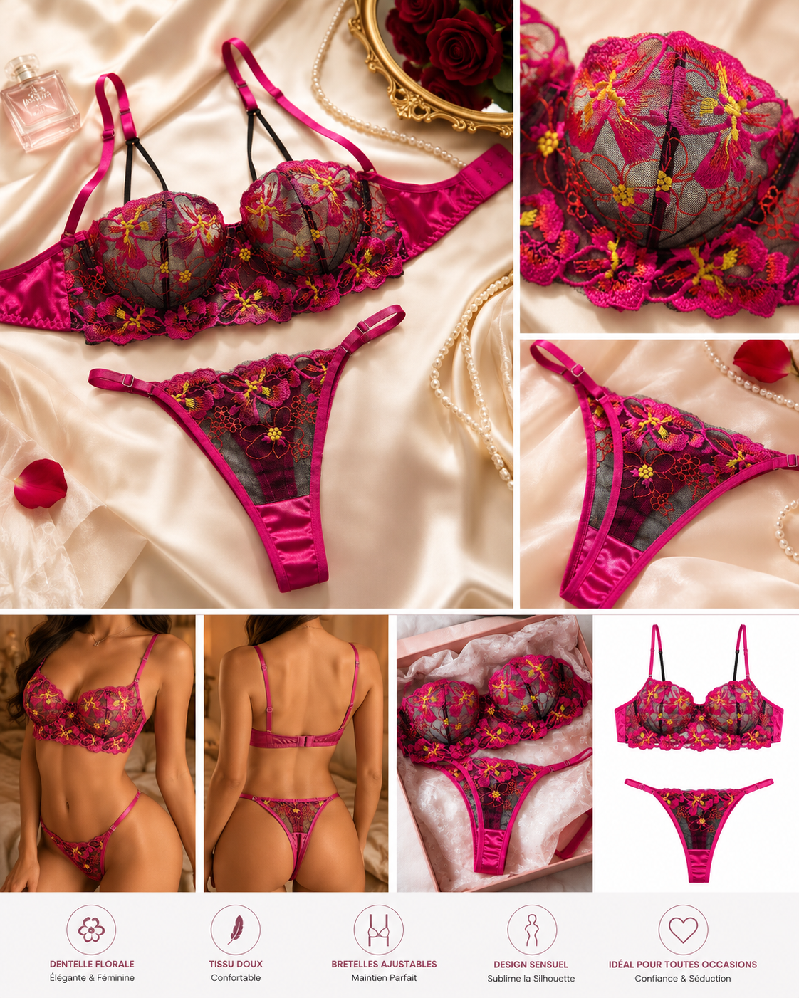 Ensemble Lingerie  – Soutien-Gorge & Culotte Fleurie