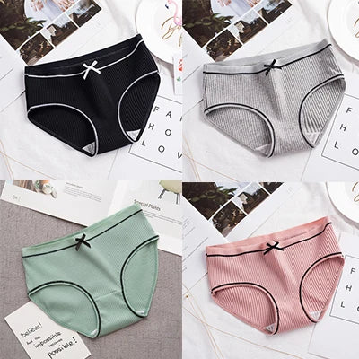 Women's Cotton Panties For Women 4Pcs Young Girl Panties Lovely   Women Panties Ladies Threaded Breathable Women's Panties 2020