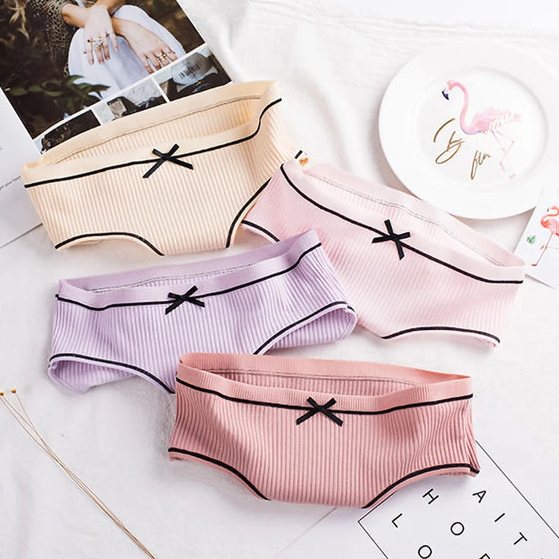 Women's Cotton Panties For Women 4Pcs Young Girl Panties Lovely   Women Panties Ladies Threaded Breathable Women's Panties 2020