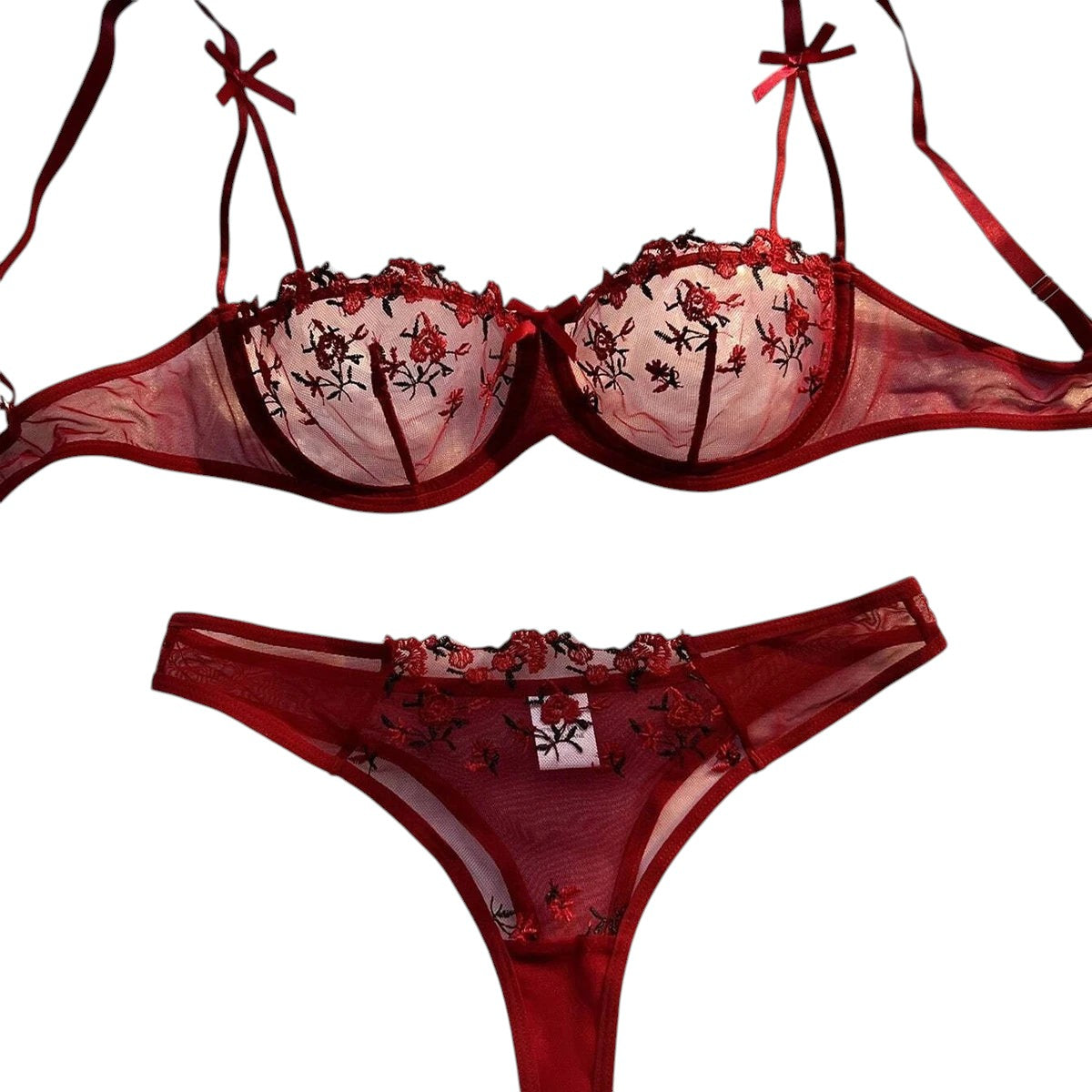 Sexy Lingerie Women Thin Transparent Lace See Through Female Erotic Underwear Bra And Panty Set Sleepwear Suit Embroidery Floral
