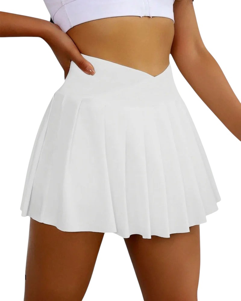 Womens Tennis Skirt with Pockets Crossover High Waisted Athletic Golf Skorts Running Workout Skirts 2 in 1 Fashion Streetwear