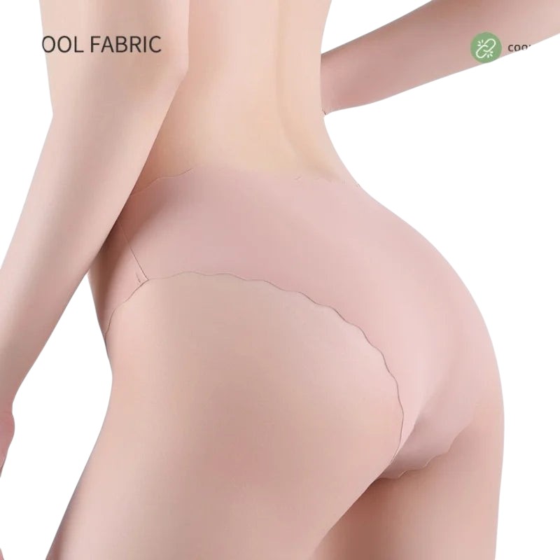 4Pcs/Set Ice Silk Mid-Rise Panties Women's Seamless Briefs Solid No Show Underwear Scalloped Edge Panties Sexy Lingerie XS-XL