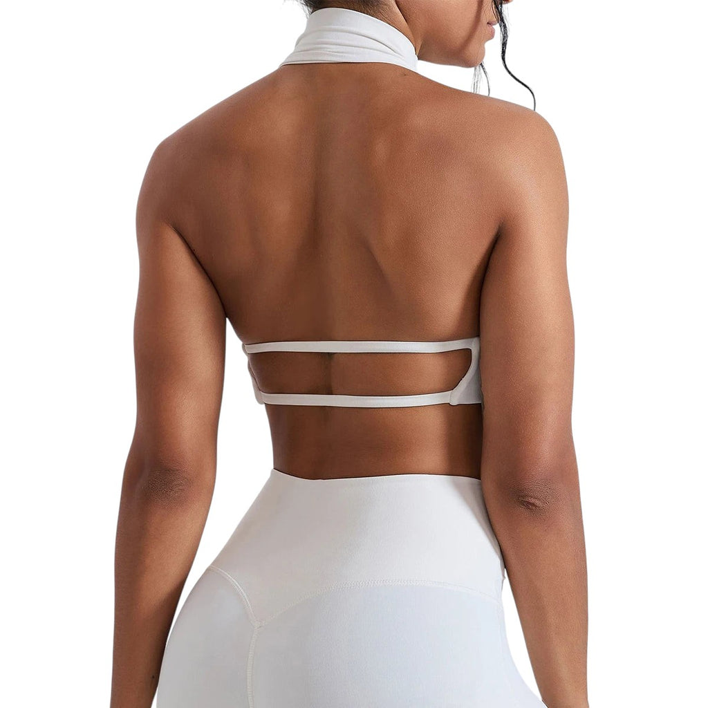 Halter Top Gym Vest Woman Backless Tank Tops Push Up Sport Bras Running Vest Workout Underwear With Chest Cushion Top Activewear