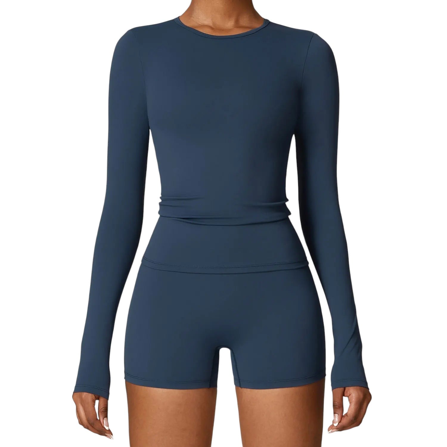 Women Yoga T-shirts Solid Sports Top Long Sleeve Gym Workout Running Shirts Sexy Exposed Navel Quick Dry Fitness Gym Sport Wear