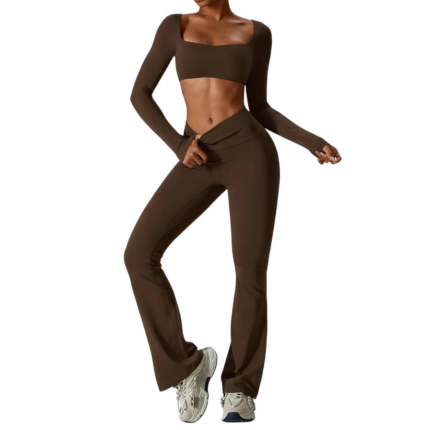 Ensemble Sport Femme Seamless – Brassière, Crop Top & Legging Taille Haute