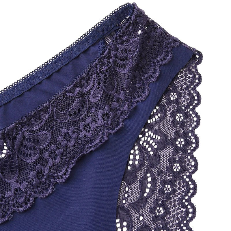 TrowBridge 3PCS/Set Women's Panties Lace Silk Satin Underwear Sexy Lingerie Soft Comfortable Female Briefs Sweet Cozy Underpants
