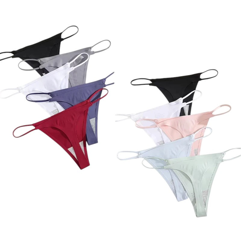 7Pcs/Set Traceless Ice Silk Thongs For Women Sexy Low Waist Elastic Underwear Summer Ultra-thin Female Cozy Breathable G-strings