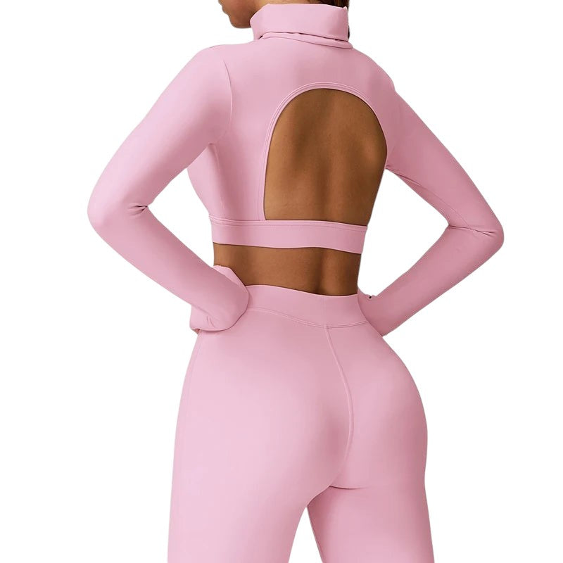 Ensemble -  Crop Top Dos Ouvert & Évasé Sculptant