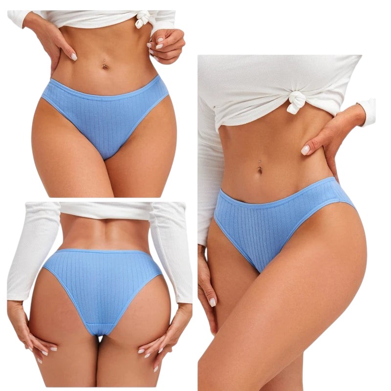 7PCS Women's Seamless Cotton Panties Ladies Low Rise Stripe Underwear Elastic Comfortable Cotton Briefs Breathable Sexy Lingerie