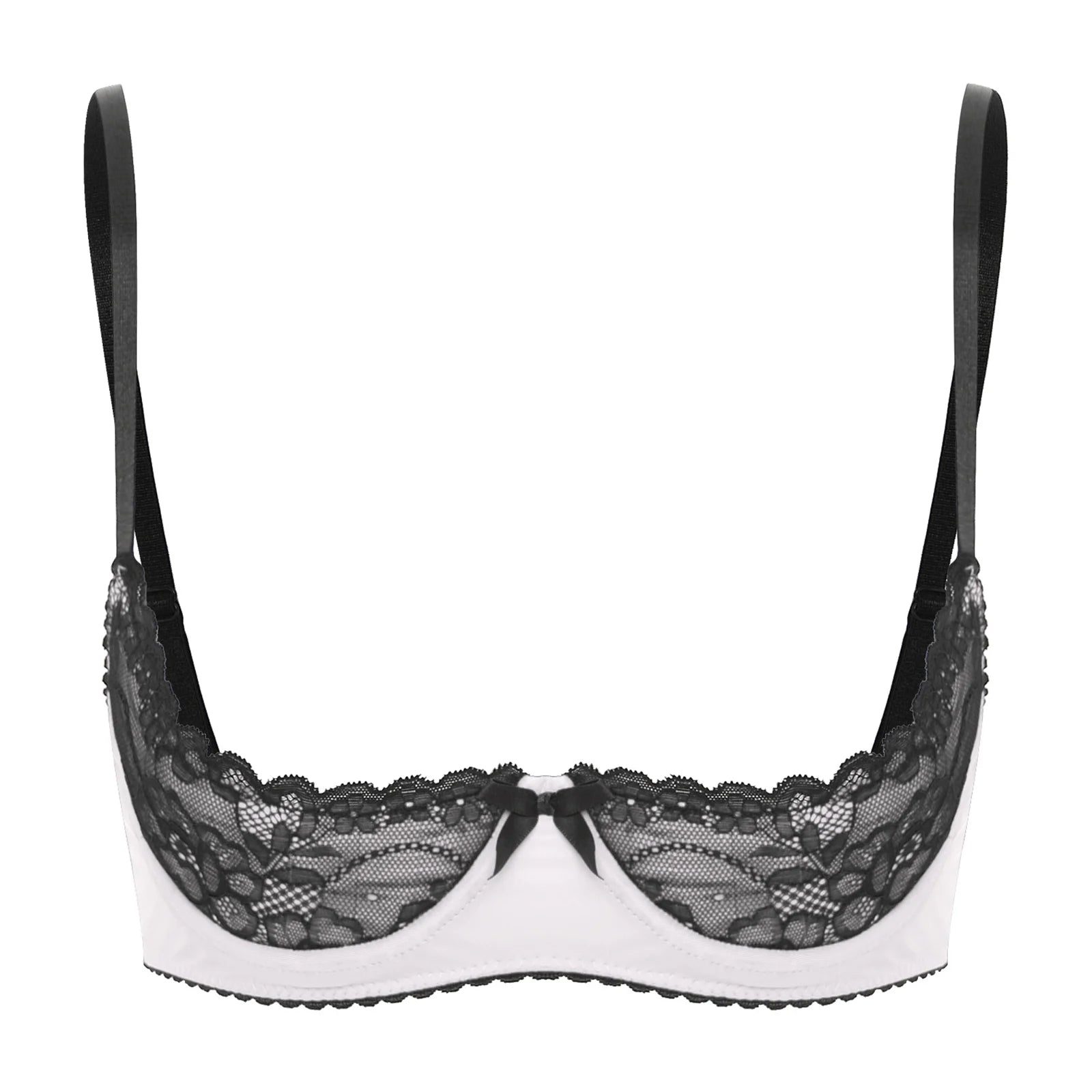 Sexy Lace Bra Women's Lingerie Underwire Half Cup Push Up Brassiere Hot Bra Underwear Bare Exposed Breast Underwire Brassiere
