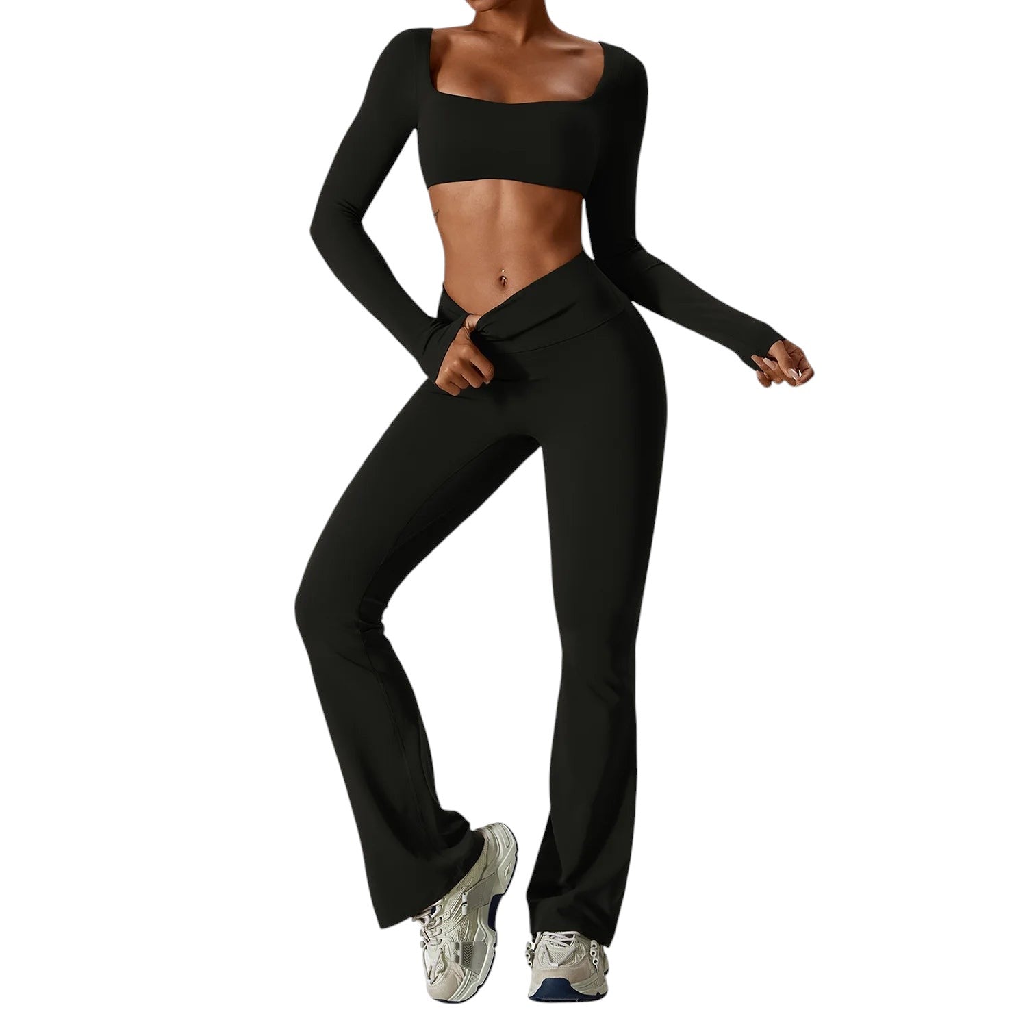 Ensemble Sport Femme Seamless – Brassière, Crop Top & Legging Taille Haute