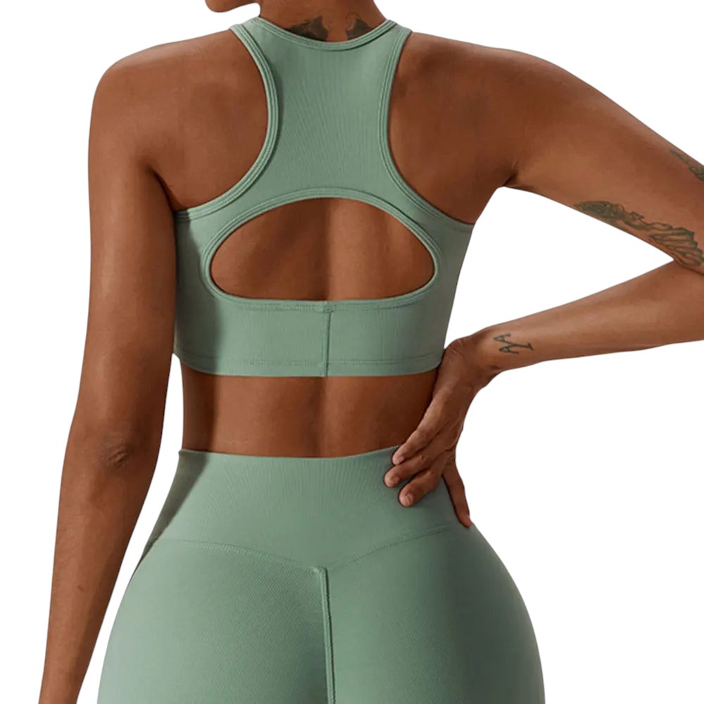 Ensemble – Crop Top Dos Ouvert & Legging Évasé Sculptant