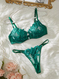Floral Embroidery Sexy Lingerie Set Women Transparent Bralette Underwire Push Up Bra Panty 2 Piece Bra and Panty Set Underwear