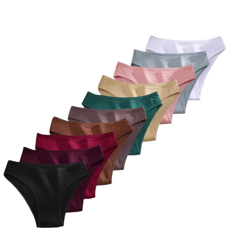 7PCS Women's Seamless Cotton Panties Ladies Low Rise Stripe Underwear Elastic Comfortable Cotton Briefs Breathable Sexy Lingerie