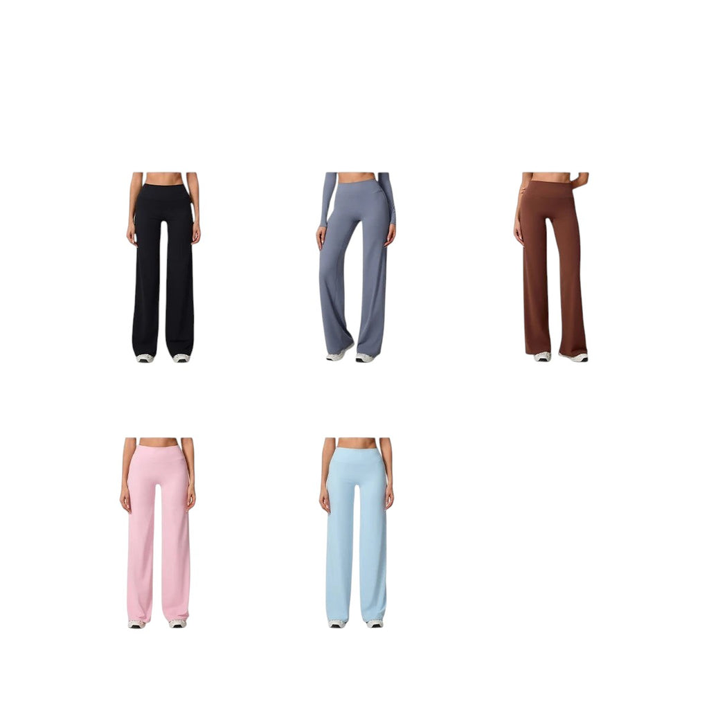 Hearuisavy Women Straight-Leg Sports Pants Gym Clothing Naked Feeling Compression Wide Leg Yoga Leggings Pilates Fitness Tights