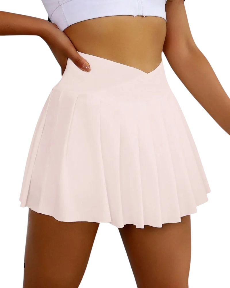 Womens Tennis Skirt with Pockets Crossover High Waisted Athletic Golf Skorts Running Workout Skirts 2 in 1 Fashion Streetwear