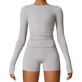 Women Yoga T-shirts Solid Sports Top Long Sleeve Gym Workout Running Shirts Sexy Exposed Navel Quick Dry Fitness Gym Sport Wear