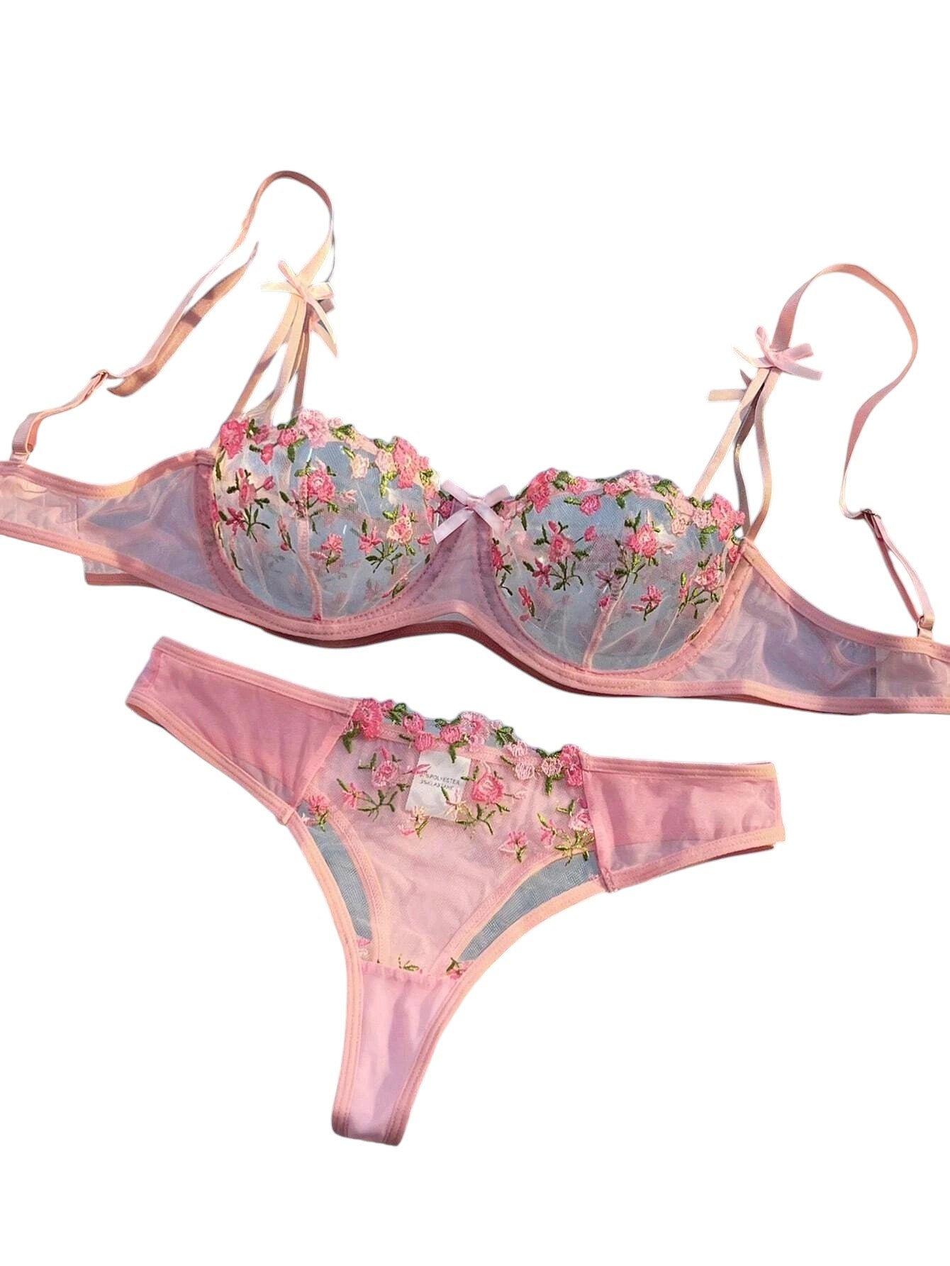 Sexy Lingerie Women Thin Transparent Lace See Through Female Erotic Underwear Bra And Panty Set Sleepwear Suit Embroidery Floral