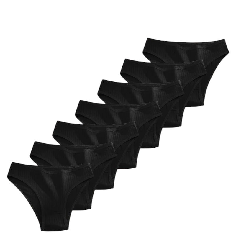 7PCS Women's Seamless Cotton Panties Ladies Low Rise Stripe Underwear Elastic Comfortable Cotton Briefs Breathable Sexy Lingerie
