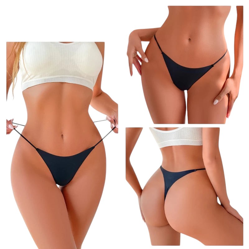 7Pcs/Set Traceless Ice Silk Thongs For Women Sexy Low Waist Elastic Underwear Summer Ultra-thin Female Cozy Breathable G-strings