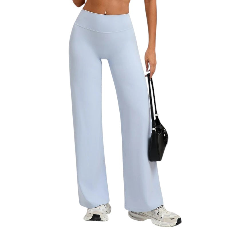 Hearuisavy Women Straight-Leg Sports Pants Gym Clothing Naked Feeling Compression Wide Leg Yoga Leggings Pilates Fitness Tights